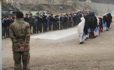 Children waiting for Abrar-ul-Haq